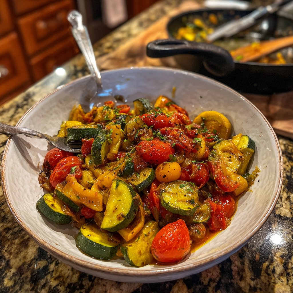 Abendessen mit Gemüsepfanne