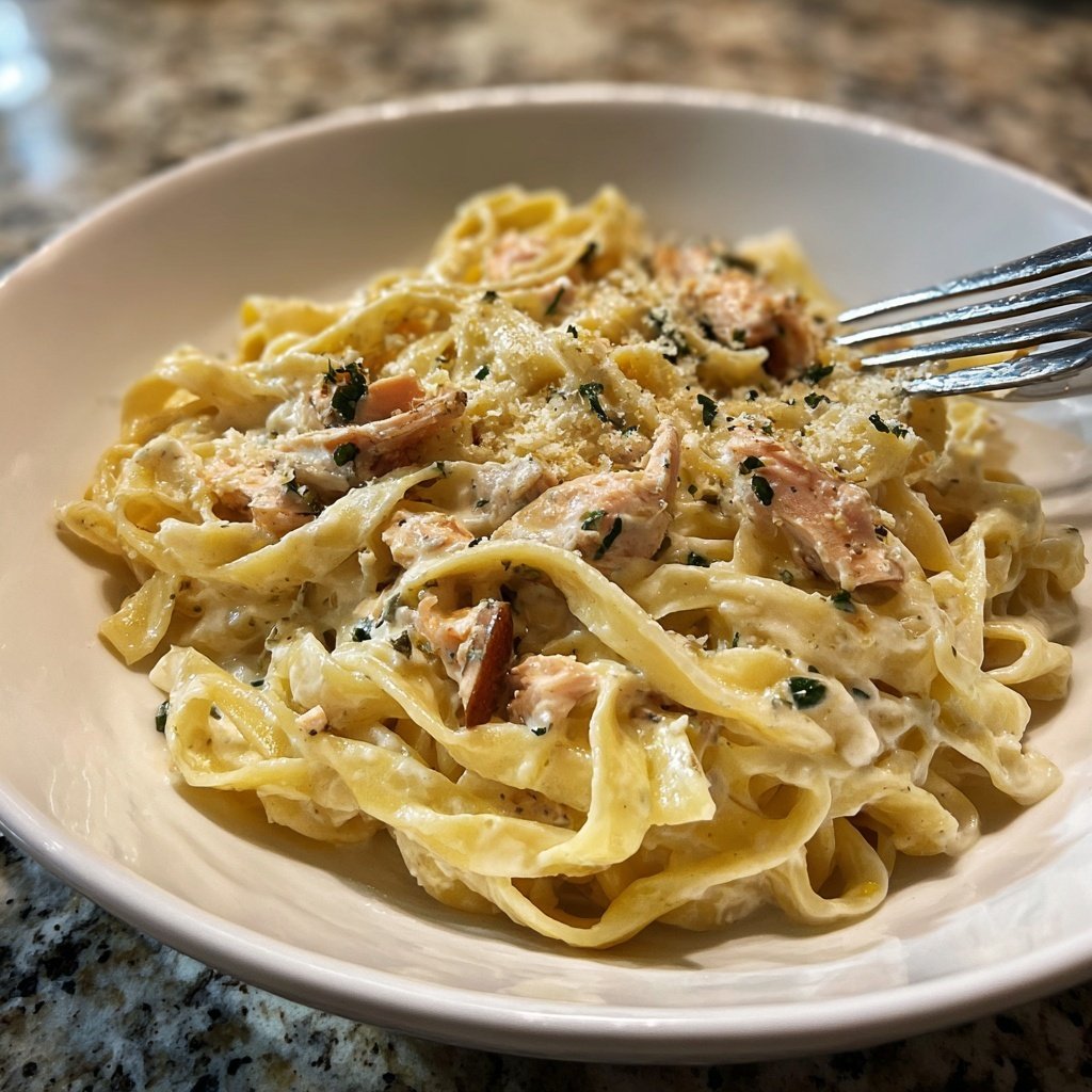 Tagliatelle mit Lachs und Sahne