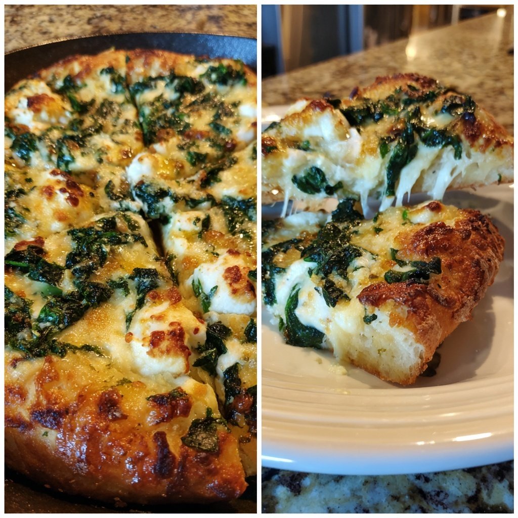 Pizza mit Spinat und Ricotta