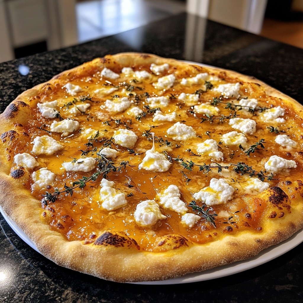 Pizza mit Ziegenkäse und Honig