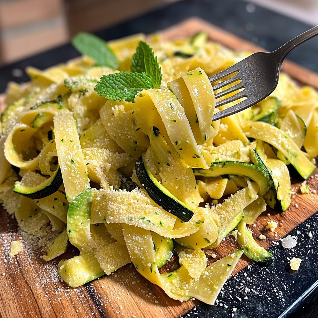 Tagliatelle mit Zucchini und Minze